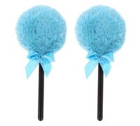 HEANUJJ 2Pcs Pressed Powder Puff Lollipop Shape Makeup Pads with Plush Handle Soft Velour Face Powder Puffer for Women and Loose and Setting Applicator