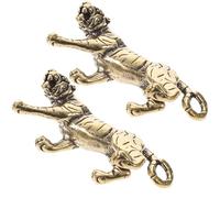 HEANUJJ 2pcs Retro Brass Tiger Adornment Small Desktop Decor Figurines Delicate and Not Easy to Damage for Home or Office Decoration