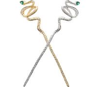 HEANUJJ 2pcs Snake Shape Hair Pins Zinc Alloy Rhinestone Traditional Chinese Style Minimalist Jewelry for Women Easily Slide into Bun Hair Accessories for Anniversaries and Valentine's Day