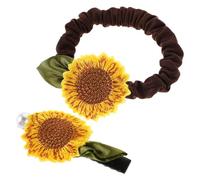 HEANUJJ 2pcs Sunflower Hair Clips and Elastic Hair Ties, Fabric and Metal Material Secure Hold and Versatile Styles, for Daily Life and School Use, Cute and Pastoral Design in Yellow