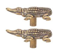 HEANUJJ 2pcs Vintage Brass Alligator Cabinet Knobs with Retro Patina Finish, Small Decorative Drawer Pull Handles for Kitchen Bedroom Bathroom Wardrobe