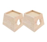 HEANUJJ 2pcs Wooden Small Pet House for Hedgehogs and Chinchillas, Multi-functional Beige Rutin Chicken Nest with Stable Display and Entertainment Features, for Training and Having Fun