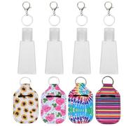 HEANUJJ 30ml Neoprene Hand Washing Bottle Covers with Lobster Clasps, of 4 Trapezoidal Liquid Toiletry Holders, Assorted Colours, Suitable for Backpack Or Gym Bag Attachment Random Color