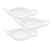 HEANUJJ 3pcs Ceramic Teabag Tidy Dish Set Teaspoon Rest and Tea Bag Holder Organizer, Simple White Teaspoon Holder for Housewarming, Designed Ceramic Tea Accessory for Organizing