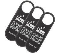 HEANUJJ 3pcs Leather Door Hanger Sign Double-side Door Hanging Sign Practical Printing Black Simple Design for Hotel