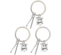HEANUJJ 3pcs Musical Instrument Keychains Set Featuring Drum, Flute, and Violin Designs Made of Sturdy Zinc Alloy with Silver Finish, Adorable and Sturdy Key Chain Pendants for Music