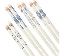 HEANUJJ 4 Pairs Ceramic Chopsticks Mixed Style Safe to Use Long Enough for Hot Pot White Family Chopsticks Set Chinese Style Tableware for Restaurant Supply