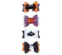 HEANUJJ 4 Pcs Pumpkin Ghost Bowknot Hair Clips for Halloween Theme Hairpins Plastic Non-woven Material Not Easy to Break Festive and Stylish Accessories