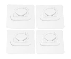 HEANUJJ 4pcs Adhesive Hooks Wall Adhesive Hooks Round Acrylic Shower Rod Bracket Sleek Multifunctional Design No Screw Installation Bathroom Home