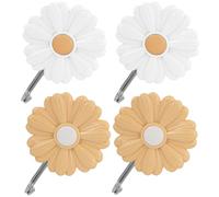 HEANUJJ 4Pcs Daisy Shape Adhesive Wall Hooks Strong Sticky Coat Hangers Decorative Cartoon Hooks for ’ Room Backpack Storage, Random Colors Random Color
