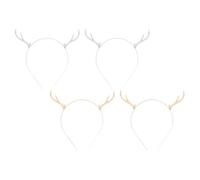 HEANUJJ 4pcs Silver Alloy Christmas Reindeer Antler Headbands for Adults, Adorable and Realistic Hair Accessories Creating Festive Atmosphere for Festive Occasions