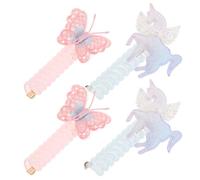 HEANUJJ 4Pcs Telephone Cord Hair Ties Set Sturdy Elastic Ponytail Holders with Pink Butterfly Blue Unicorn Spiral Hair Bands for and for Teens