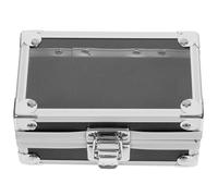 HEANUJJ 5 Nail Drill Bit Organizer Storage Box Portable Aluminum Acrylic Case with Multiple Holes Black Silver for Professional Nail Technicians