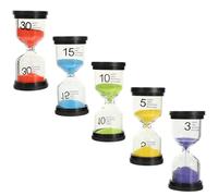 HEANUJJ 5pcs Portable Reusable Abs Tooth Brushing Hourglass Timer Set with Assorted Colours and Classic-shaped Design for Birthday and Home Use