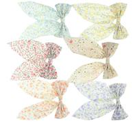 HEANUJJ 6 Pcs Long Bow Hair Clips for Women, Decorative Polyester Bow Barrettes with Assorted Colours, Attractive Design to Hold Hair without Slipping, for Engagement and Wedding
