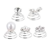 HEANUJJ 60pcs Wedding Spiral Hair Clips Pearls and Crystals for Women, Silver Rhinestone Hairpins Made of Aluminum Alloy and Resin, Long Serving Life, Bridal Hair Accessories for Wedding