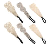 HEANUJJ 6pcs Lace Headbands Crochet Head Wraps 9.92x2.20x0.04in Handmade Easy Maintenance Vintage Retro Hairbands for Women Weddings and Parties
