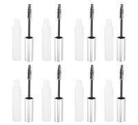 HEANUJJ 8pcs Ml Refillable Empty Eyelash Bottle with Spoolie Wand, Matte Silver and Sleek White Plastic Tube, Leak-Proof and Oxidation-Resistant Lash Oil or Lip Gloss Container for Makeup