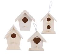HEANUJJ Bird Nest Set and Double-layer Holes Wooden with Heart Shape DIY Creative 4pcs Wood Material Garden Ornament for Home Decoration and Photographing Props