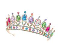 HEANUJJ Bridal Hair Accessories Lightweight Alloy and Glass Queen Crown Headband with Handembedded Design for Weddings and Halloween Cosplay Princess Hair Accessories