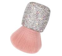 HEANUJJ Brush Mushroom Foundation Powder for Travel and Onthego Touchups Makeup Pink Shiny Rhinestone Head Retractable Plastic for Blending and Face Makeup Portable