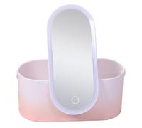 HEANUJJ Cosmetics Organizer Desktop Makeup Box with LED Mirror 7.8x7.8x3.1in Portable Stylish Abs Material Makeup without Color Difference for Female Friends and Wife Travel Use