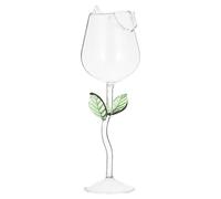 HEANUJJ Creative 400ml Rose Design Wine Glass Green Leaf Crystal Stem, Tall Cocktail and Party Red Wine Goblet for Home Bar and Entertaining