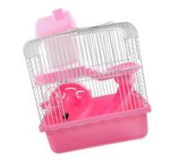 HEANUJJ Creative Wire Hamster Cage Double Layer for Small Pets with Detachable Design and Removable Tray in Pink Plastic Gerbils Suitable for Tiny Hamster Homes
