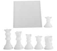 HEANUJJ DIY Silicone Chess Molds Kit 7pcs, 3d Chess Pieces Mold with Smooth Surface and Sturdy Silicone Material, for Creative Play and Crafting