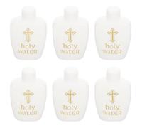 HEANUJJ Easter Holy Water Bottle 6PCS 60ML White Plastic Church Holy Water Bottles with Leak-Proof Design for Easter and Baptism