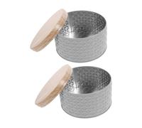 HEANUJJ Elegant Iron Cookie Container Set for Birthday Parties and Office Sharing Cake Tin Storage Metal round Tins with Lids 2pcs for Keeping Baked Goods Fresh