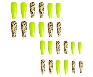 HEANUJJ Fake Nails Ultra-thin Material 24pcs Leopard Pattern Extra with Serving Life for Women Ladies for Weekend Dating and Wedding
