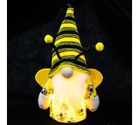 HEANUJJ Glowing Gnome Doll Ornament Charming Faceless Hanging Doll with Plastic and Cloth Beard, Lightweight Bee Decor with Light for Office Decoration or Flat Surface