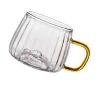 HEANUJJ Heat-Proof Glass Drinking Cup with Handle, Easy to Hold Round Juice Cup for Home Use, Unique Design and Adorable Style for Daily Beverages