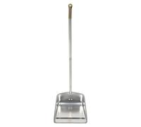 HEANUJJ Heavy Duty Iron Dustpan with Long Handle for Gathering Fine Debris and Powder, Wide Mouth with Rounded Folded Edges, Stands Independently, for Bedrooms and Bathrooms Cleaning