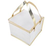 HEANUJJ Insulated Thermal Cake Storage Bag with Handle 26x26x20cm Portable Food Packing Pouch for Pizza and Fresh Food Transport White with Gold Trim and Travel