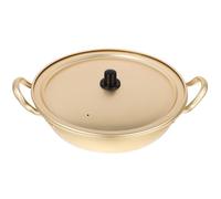 HEANUJJ Korean Ramen Pot Yellow Aluminum Alloy Noodle Cooking Pot 22Cm Quick Heating Pan with Lid Double Handles for Instant Noodles and Soup