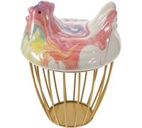 HEANUJJ Large Capacity Ceramic Hen Shape Kitchen Basket for Egg Storage and Vegetable Organiser, Sturdy Iron Frame with Storage Basket Feature, for Moving into A New Home Or Random Color