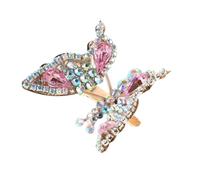 HEANUJJ Pink Butterfly Hair Clip with Moving Wings, Sparkly Rhinestone Hair Accessory and Women, Comfortable Metal Barrette for Everyday Wear and Special Occasions