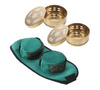 HEANUJJ Portable Moxibustion Box with Cloth Cover and Copper Material, Two-Chamber Design for Moxa Stick Therapy and Acupuncture Therapy, Suitable for Back and Knee Relief at Office