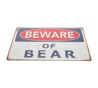 HEANUJJ Rustic Bear Warning Sign for Outdoor and Home Decor Frameless Iron Animal Safety Sign with Vintage Minimalist Style for Public Areas