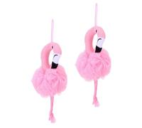 HEANUJJ Shower Scrubber Mesh Bath Ball 2Pcs Flamingo Body Wash Sponge for Rich Foam Generation and Skin Exfoliating