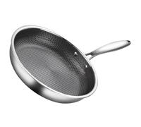 HEANUJJ Stainless Steel Frying Pan Honeycomb Surface Suitable for Cookers Heat Retention Silver Simple Design Everyday Pan for Kitchen Use
