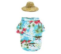HEANUJJ Summer Shirt to Make Hat Set, Cats for Dogs and Adjustable Strap Design Breathable and Fabric Material, Hawaiian Style Stand Your Seaside Resort