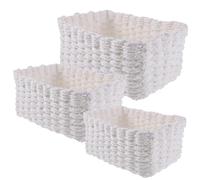 HEANUJJ White Paper Rope Storage Basket Set, 3pcs Multi-functional Woven Storage Baskets for Desktop and Shelf Organizing with Stylish Decoration