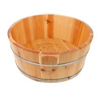 HEANUJJ Wooden Foot Bath Bucket Foot Soaking Basin Natural Wood Deep Design for Full Coverage Storage Suitable for Home and Traveling Pedicure Spa Massage Tub