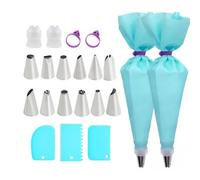 Heanvmyss 2D Reusable Piping Nozzles and Bags Set,21 Pcs Large Icing Nozzles with Coupler,Cupcake Decorating Supplies Kit,Cake Texture Scraper for Pastries,Cookies,DIY(12 inch)