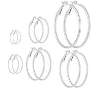 Heanvmyss 5 Pairs Hypoallergenic Large Hoop Earrings,Big Stainless Steel Hoop Earrings,Thin Oversize Earrings Jewelry Gifts for Women Girls(Size:30/40/50/60/70mm)