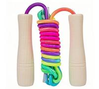 Heanvmyss 8 FT Long Skipping Rope,Rainbow Jumping Rope,Adjustable Skipping Ropes Kids,Exercise Jump Rope Kid,Wooden Handle Skipping Rope for Girls Boys