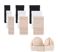 Heanvmyss Bra Strap Extenders,9 PCS Bra Extenders 2 Hook 3 Rows Set,Bra Extensions 3 Hook,Bra Elastic Extender,Soft and Comfortable Bra Extension for Women(White,Black,Skin)